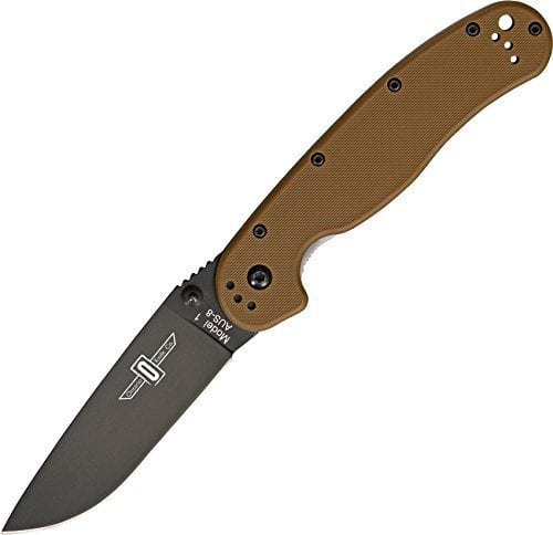 Ontario Rat Folder 1 коричневая рукоять черный клинок