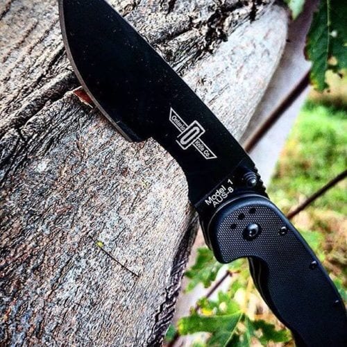 Ontario Rat Folder 1 черная рукоять, черный клинок, модель 8846