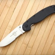 Ontario Rat Folder 1 черная рукоять, полусеррейтор, модель ON8849-R-12