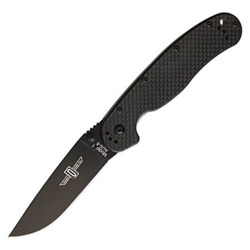 Ontario Rat Folder 1 карбоновая рукоять, черный клинок, модель ON8887CF