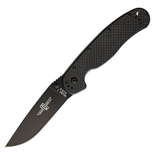 Ontario Rat Folder 1 карбоновая рукоять, черный клинок, модель ON8887CF Ontario Rat Folder 1 карбоновая рукоять, черный клинок, модель ON8887CF