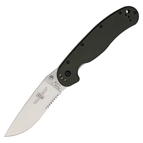 Ontario Rat Folder 1 черная рукоять, полусеррейтор, модель 8849