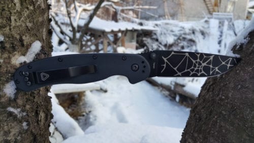 Ontario Rat Folder 1 черная рукоять, клинок Spider Web (паутина), модель O8846WB