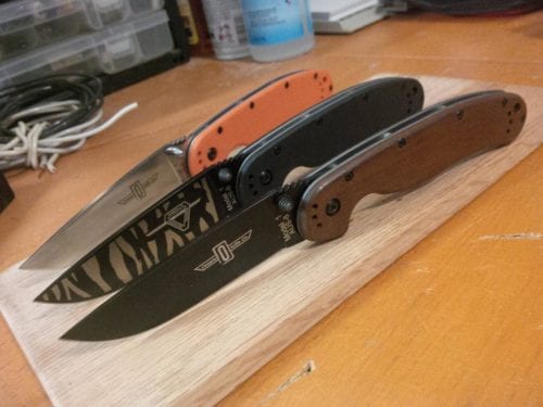 Ontario Rat Folder 1 черная рукоять, клинок Tiger Stripe (тигровый), модель O8846TS