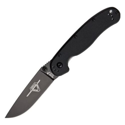 Ontario Rat Folder II черная рукоять черный клинок, модель 8861