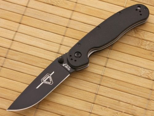 Ontario Rat Folder II черная рукоять черный клинок, модель 8861