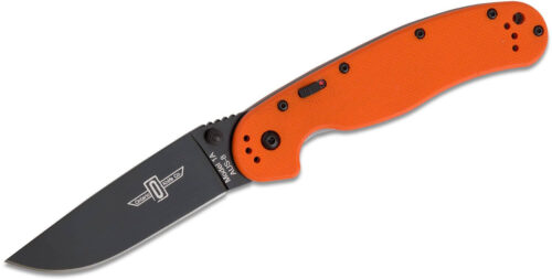 Ontario Rat 1A Assist, оранжевая рукоять G10 черный клинок - 8871OR