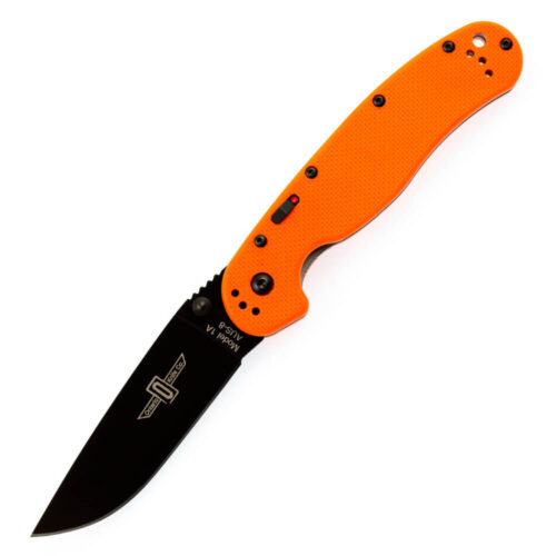 Ontario Rat 1A Assist, оранжевая рукоять G10 черный клинок - 8871OR