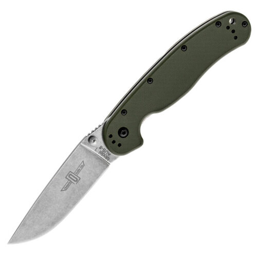 Ніж Ontario Rat 1 AUS-8 Foliage Green Stonewash (ON8874TC)